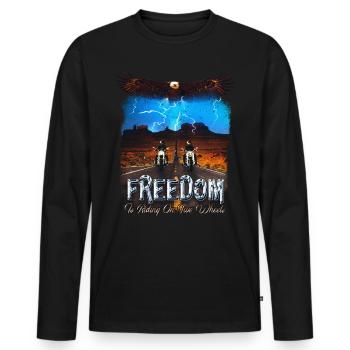 Moto Freedom Vintage Classic Biker - T-shirt manches longues Premium bio Homme - noir - Devant - Nico (187cm)