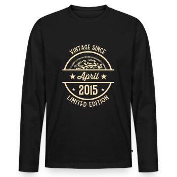 Anniversaire Vintage depuis avril 2015 - T-shirt manches longues Premium bio Homme - noir - Devant - Nico (187cm)