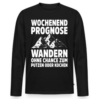 Wandern Geschenkidee Wanderer Berge Trekking - Männer Premium Bio Langarmshirt - Schwarz - Vorne - Nico (187cm)