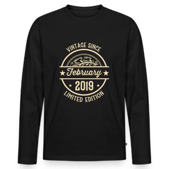 Anniversaire Vintage depuis février 2019 - T-shirt manches longues Premium bio Homme - noir - Devant - Nico (187cm)