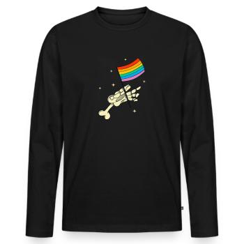 LGBTQ Skelett Hand Regenbogen Flagge Queer Pride - Männer Premium Bio Langarmshirt - Schwarz - Vorne - Nico (187cm)