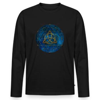 Keltischer Knoten Heilige Geometrie Spirituell - Männer Premium Bio Langarmshirt - Schwarz - Vorne - Nico (187cm)