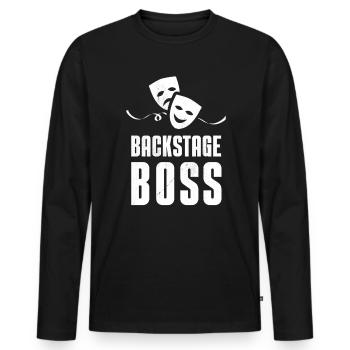 Backstage Boss Theater Stage Crew Stage Technician - Men's Premium Organic Long Sleeve Shirt - black - Front - Nico (187cm)
