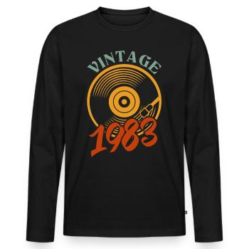 39e anniversaire né en 1983 - T-shirt manches longues Premium bio Homme - noir - Devant - Nico (187cm)