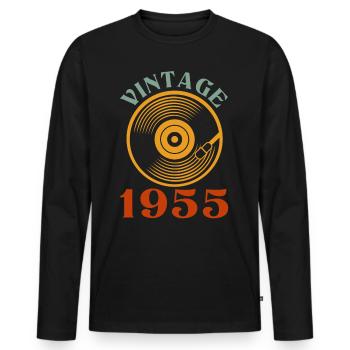 67 birthday born in 1955 - Men's Premium Organic Long Sleeve Shirt - black - Front - Nico (187cm)