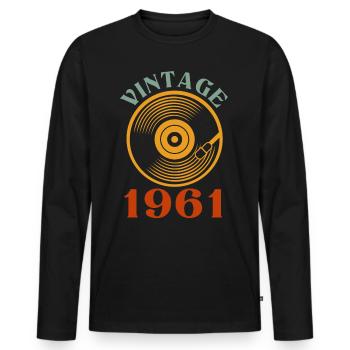 61 birthday born in 1961 - Men's Premium Organic Long Sleeve Shirt - black - Front - Nico (187cm)