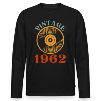60e anniversaire né en 1962 - T-shirt manches longues Premium bio Homme - noir - Devant - Nico (187cm)