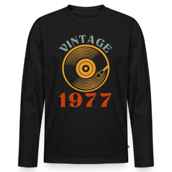 45 Geburtstag Jahrgang 1977 - Männer Premium Bio Langarmshirt - Schwarz - Vorne - Nico (187cm)