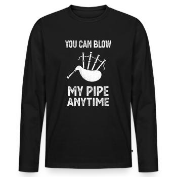 Sackpfeife Blasen Dudelsack Spruch Humor Spaß - Männer Premium Bio Langarmshirt - Schwarz - Vorne - Nico (187cm)