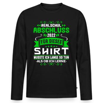 Realschule bestanden Realschulabschluss 2022 - Männer Premium Bio Langarmshirt - Schwarz - Vorne - Nico (187cm)