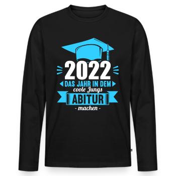 Abitur Gymnasium Damen und Herren Abi 2022 - Männer Premium Bio Langarmshirt - Schwarz - Vorne - Nico (187cm)