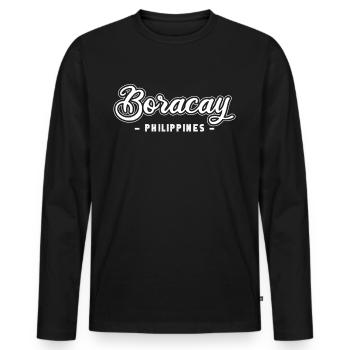 Vintage Urlaub Reise Boracay Philippinen Asien - Männer Premium Bio Langarmshirt - Schwarz - Vorne - Nico (187cm)