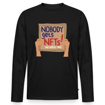 Nobody gets nft crypto skeptic shirt - Men's Premium Organic Long Sleeve Shirt - black - Front - Nico (187cm)