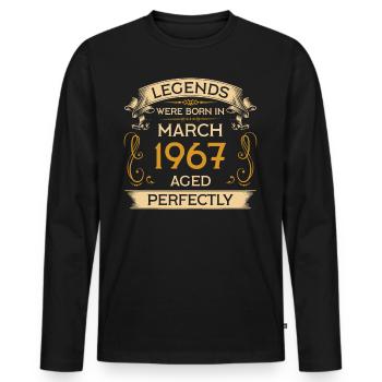 Birthday Legends Were Born Ins March 1967 - Men's Premium Organic Long Sleeve Shirt - black - Front - Nico (187cm)