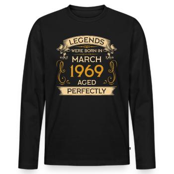 Geburtstag Legends Were Born In März 1969 - Männer Premium Bio Langarmshirt - Schwarz - Vorne - Nico (187cm)