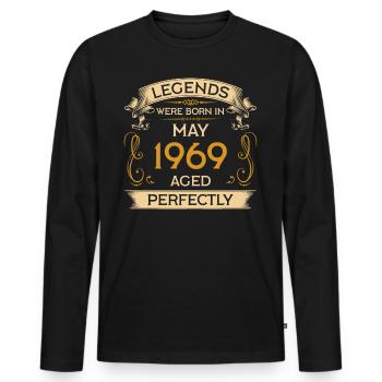Birthday Legends Were Born Ins May 1969 - Men's Premium Organic Long Sleeve Shirt - black - Front - Nico (187cm)