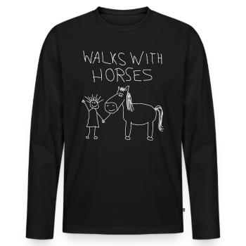 Pferd Pferde Horse Reiten Reiter Reiterin Pferde - Männer Premium Bio Langarmshirt - Schwarz - Vorne - Nico (187cm)