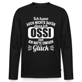 DDR Ostdeutschland Osten Ostalgie Ossi - Männer Premium Bio Langarmshirt - Schwarz - Vorne - Nico (187cm)