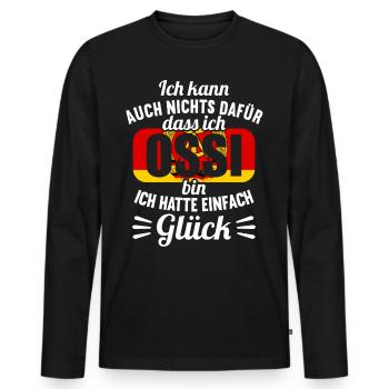 DDR Ostdeutschland Osten Ostalgie Ossi - Männer Premium Bio Langarmshirt - Schwarz - Vorne - Nico (187cm)