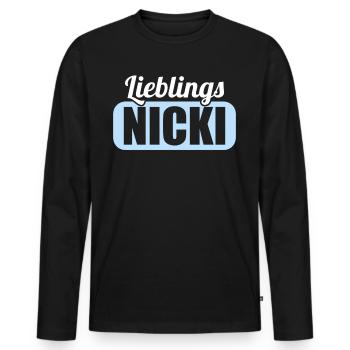 DDR Ostdeutschland Osten Ossi Lieblings Nicki - Männer Premium Bio Langarmshirt - Schwarz - Vorne - Nico (187cm)