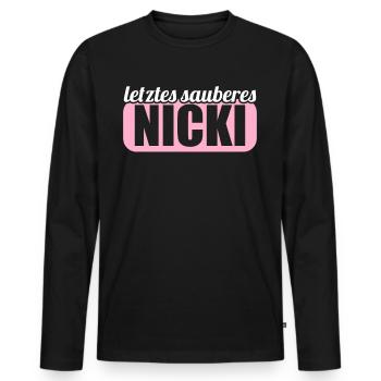 DDR Osten Ossi Letztes sauberes Nicki - Männer Premium Bio Langarmshirt - Schwarz - Vorne - Nico (187cm)