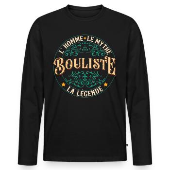 Bouliste Boules et Petanque Humour Boccia Pétanque - T-shirt manches longues Premium bio Homme - noir - Devant - Nico (187cm)