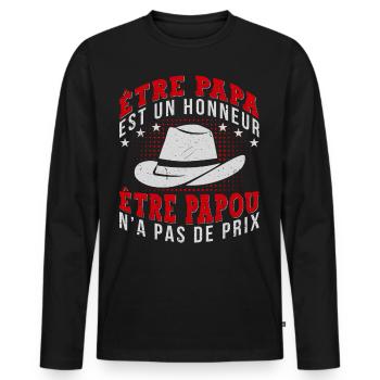 Être Papou N'a Pas De Sans Prix Fete Des Grand - T-shirt manches longues Premium bio Homme - noir - Devant - Nico (187cm)