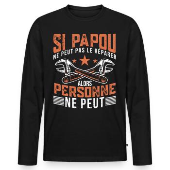 Papou Bricoleur Fete Des Grand Pères Papy - T-shirt manches longues Premium bio Homme - noir - Devant - Nico (187cm)