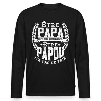 Être Papou N'a Pas De Sans Prix - T-shirt manches longues Premium bio Homme - noir - Devant - Nico (187cm)