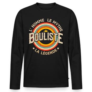 Bouliste Boules et Petanque Humour Boccia Pétanque - T-shirt manches longues Premium bio Homme - noir - Devant - Nico (187cm)