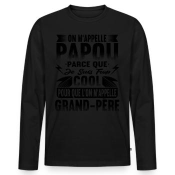 Papou Fete Des Grand Pères Papy - T-shirt manches longues Premium bio Homme - noir - Devant - Nico (187cm)