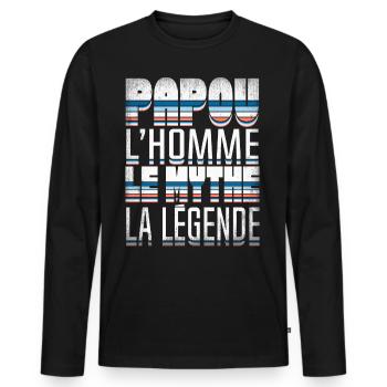 Papou Fete Des Grand Pères Papy - T-shirt manches longues Premium bio Homme - noir - Devant - Nico (187cm)