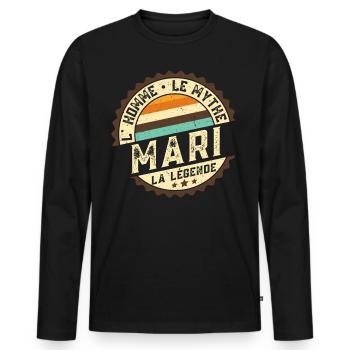 Mari L'Homme Le Mythe La Légende - T-shirt manches longues Premium bio Homme - noir - Devant - Nico (187cm)