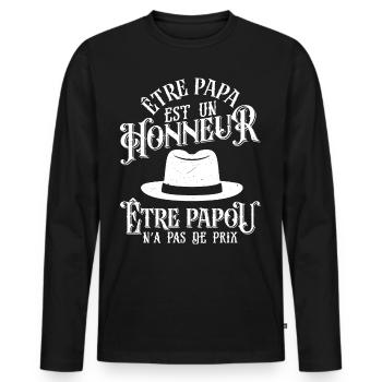 Être Papou N'a Pas De Sans Prix - T-shirt manches longues Premium bio Homme - noir - Devant - Nico (187cm)