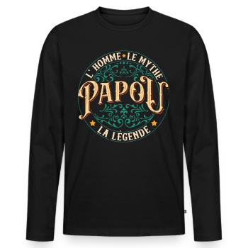 Papou Fete Des Grand Pères Papy - T-shirt manches longues Premium bio Homme - noir - Devant - Nico (187cm)