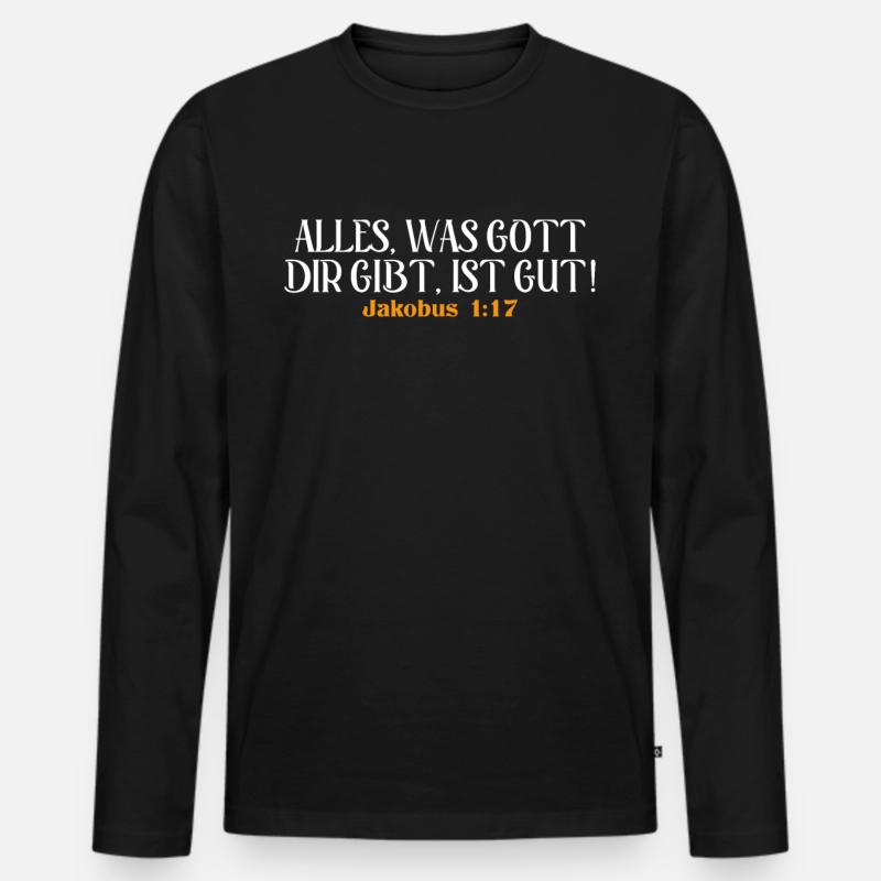 Bibel Zitat Vers Christ Christlich Bibelvers - Männer Premium Bio Langarmshirt - Schwarz