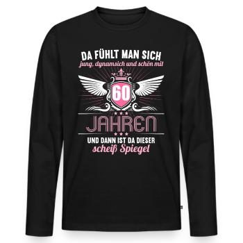 60 Jahre Jung Schön Dynamisch 60 Geburtstag - Männer Premium Bio Langarmshirt - Schwarz - Vorne - Nico (187cm)