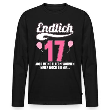Endlich 17 aber Eltern leben bei mir 17 Geburtstag - Männer Premium Bio Langarmshirt - Schwarz - Vorne - Nico (187cm)