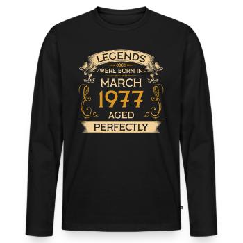 Birthday Legends est né en mars 1977 - T-shirt manches longues Premium bio Homme - noir - Devant - Nico (187cm)