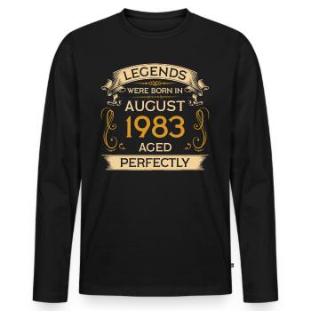 Birthday Legends Were Born Ins August 1983 - Men's Premium Organic Long Sleeve Shirt - black - Front - Nico (187cm)