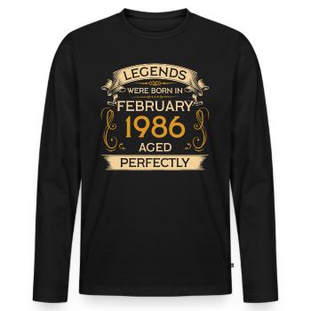 Geburtstag Legends Were Born Ins Februar 1986 - Männer Premium Bio Langarmshirt - Schwarz - Vorne - Nico (187cm)
