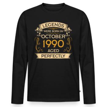 Geburtstag Legends Were Born In Oktober 1990 - Männer Premium Bio Langarmshirt - Schwarz - Vorne - Nico (187cm)