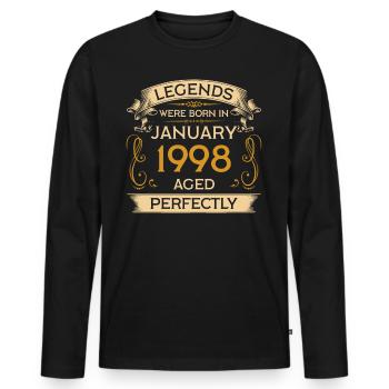 Les légendes d’anniversaire sont nées en janvier 1998 - T-shirt manches longues Premium bio Homme - noir - Devant - Nico (187cm)