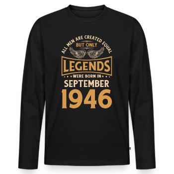 Birthday The Legends were published in September 1946 g - Men's Premium Organic Long Sleeve Shirt - black - Front - Nico (187cm)