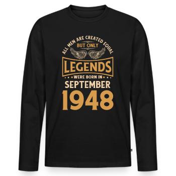 Birthday The Legends were published in September 1948 g - Men's Premium Organic Long Sleeve Shirt - black - Front - Nico (187cm)