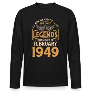 Geburtstag Legendär Februar 1949 - Männer Premium Bio Langarmshirt - Schwarz - Vorne - Nico (187cm)
