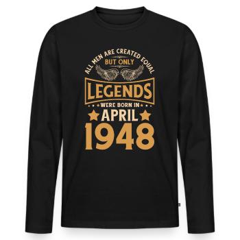 Geburtstag Legenden wurden im April 1948 geboren - Männer Premium Bio Langarmshirt - Schwarz - Vorne - Nico (187cm)