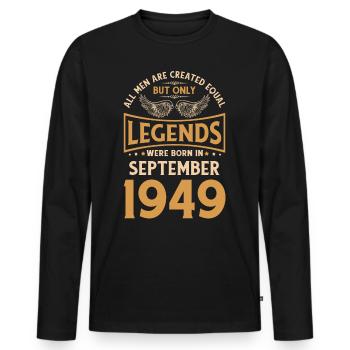 Birthday The Legends were born in September 1949 g - Men's Premium Organic Long Sleeve Shirt - black - Front - Nico (187cm)