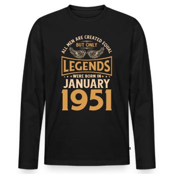 Anniversaire Les légendes ont été gebo en janvier 1951 - T-shirt manches longues Premium bio Homme - noir - Devant - Nico (187cm)