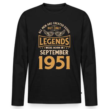 Birthday The Legends were born in September 1951 g - Men's Premium Organic Long Sleeve Shirt - black - Front - Nico (187cm)